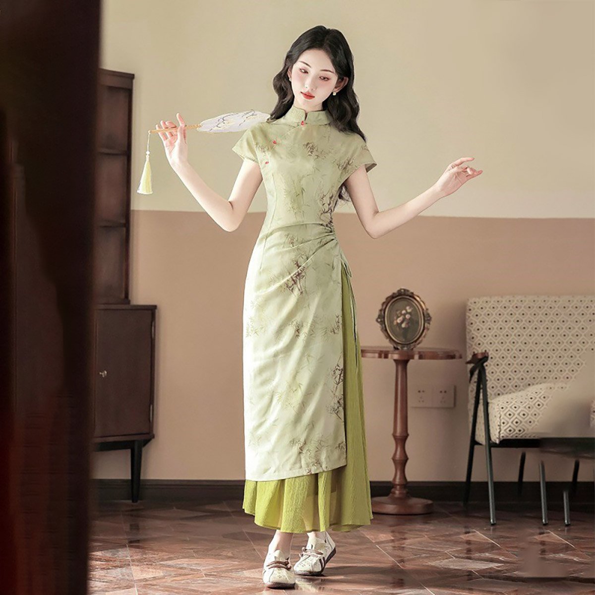 Elegant Long Shirt and Skirt Cheongsam