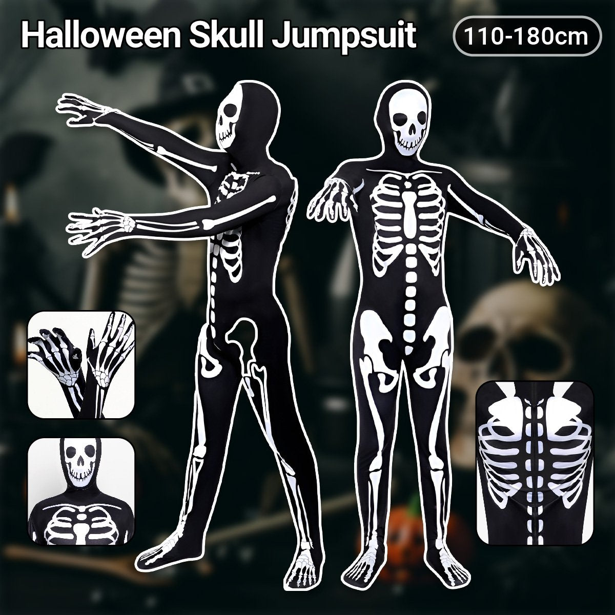 Halloween Cosplay Skeleton Skeleton Jumpsuit