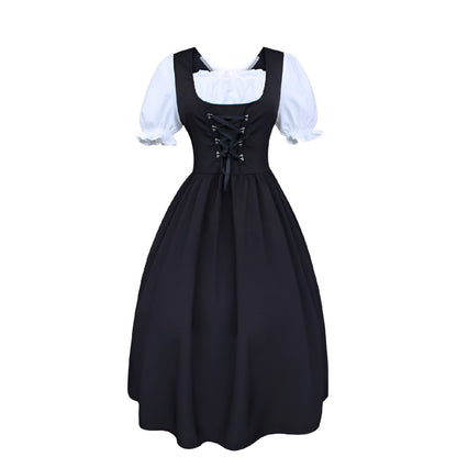 Authentic Bavarian Style Classic Black Dirndl Dress