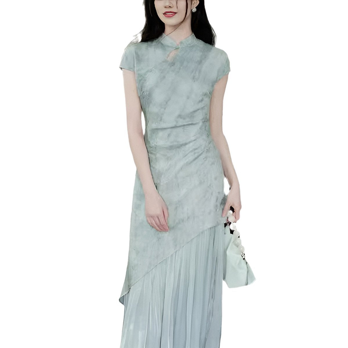 Light Blue Slim Fit Hip Cheongsam Dress