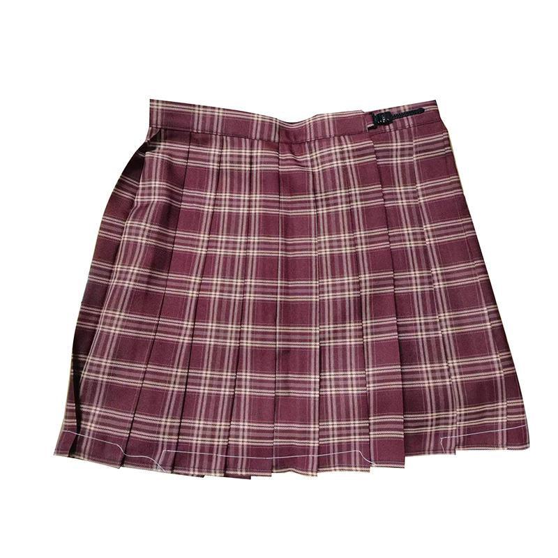 Womens Retro Tartan Pleated Mini Skirt Ladies High Waist Plaid Print Short Skirt - Aimall