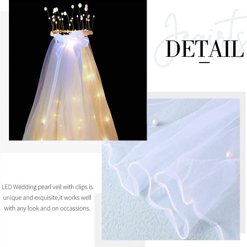 Enchanting LED Wedding Pearl Veil