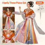 Orange Multicolor Hanfu Three Piece Set