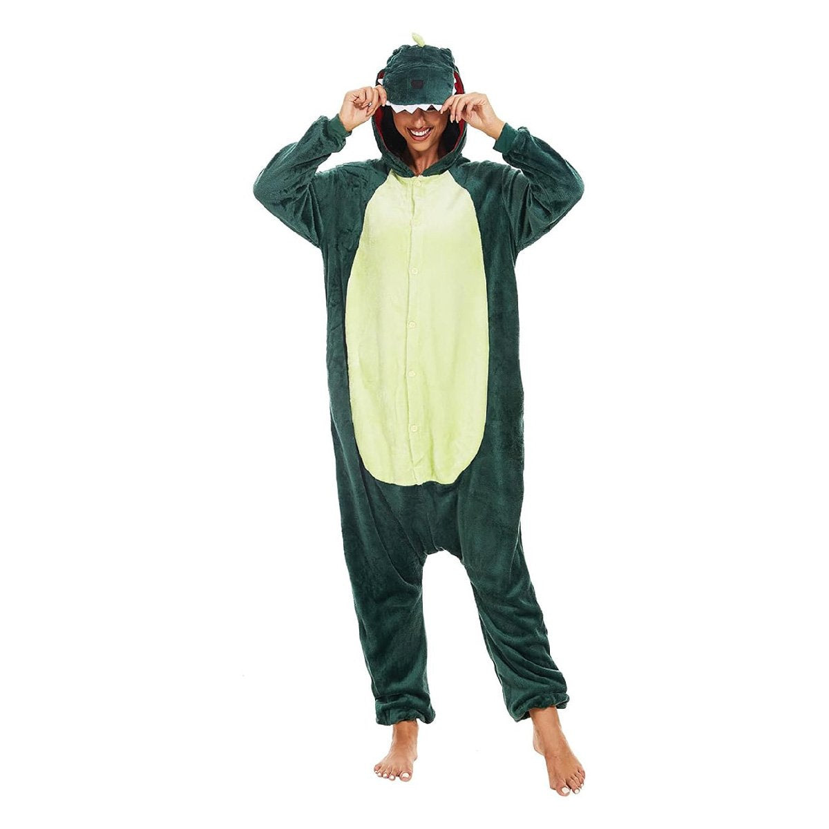 Flannel One-Piece Dinosaur & Sherpa Pyjamas