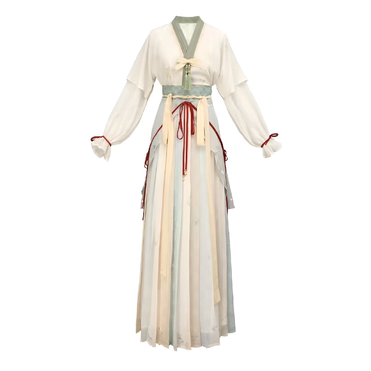 White and Green Women Hanfu Four Piece Set