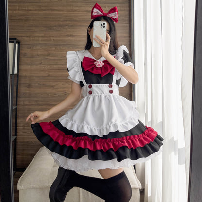 Halloween Vampire Deviruchi Maid Lolita Gothic Black Red Maid Cos Anime RPG