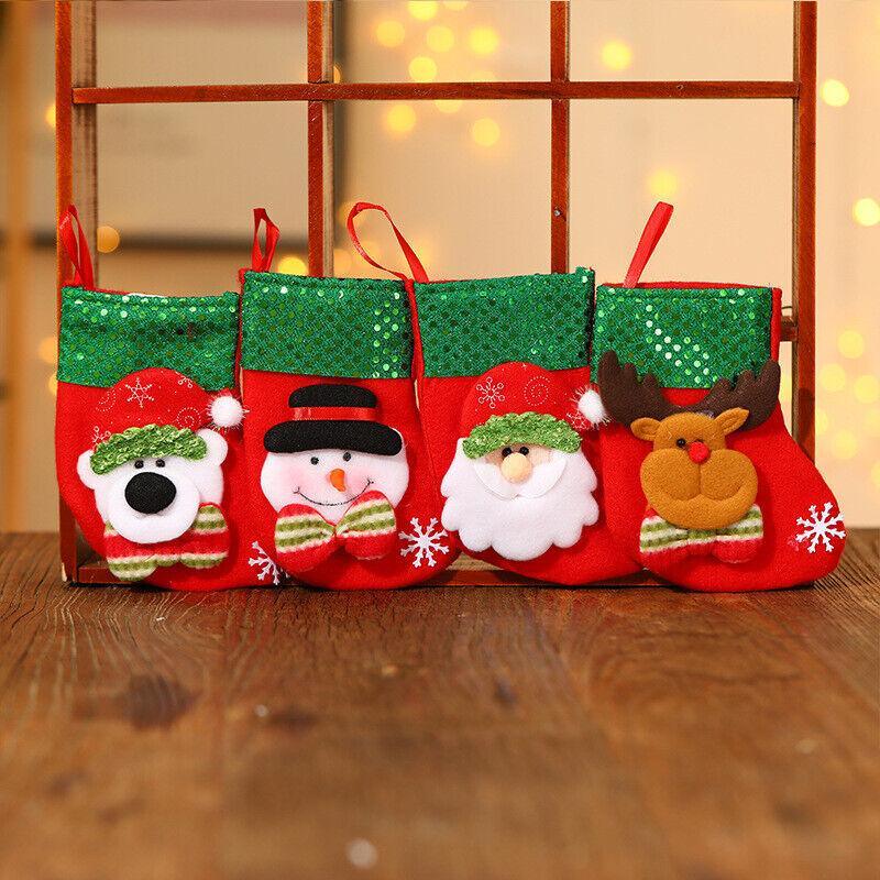 Christmas Stocking Socks Ornament Xmas Tree Party Hanging Gift Candy Bags Decor - Aimall