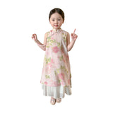 Girls' Floral Two-Piece Cheongsam Dress Set