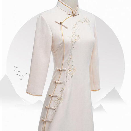Retro Embroidered Slim Traditional Dress