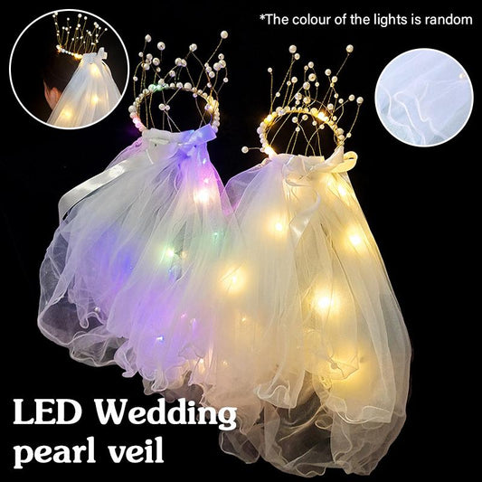 Enchanting LED Wedding Pearl Veil