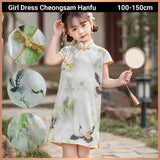 Traditional Chinese Cheongsam for Girls - Qipao Dress with Crane Motifs