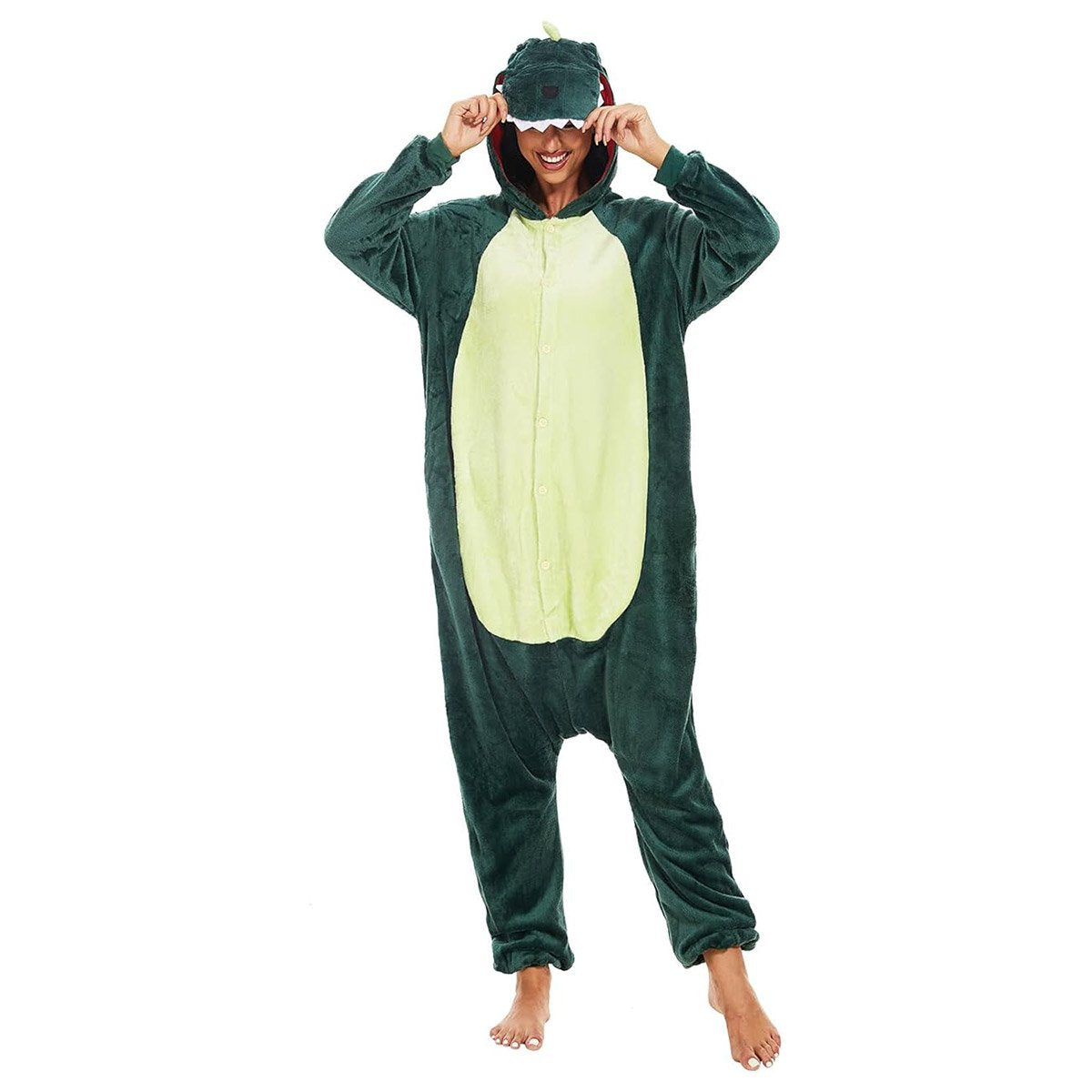 Flannel One-Piece Dinosaur & Sherpa Pyjamas