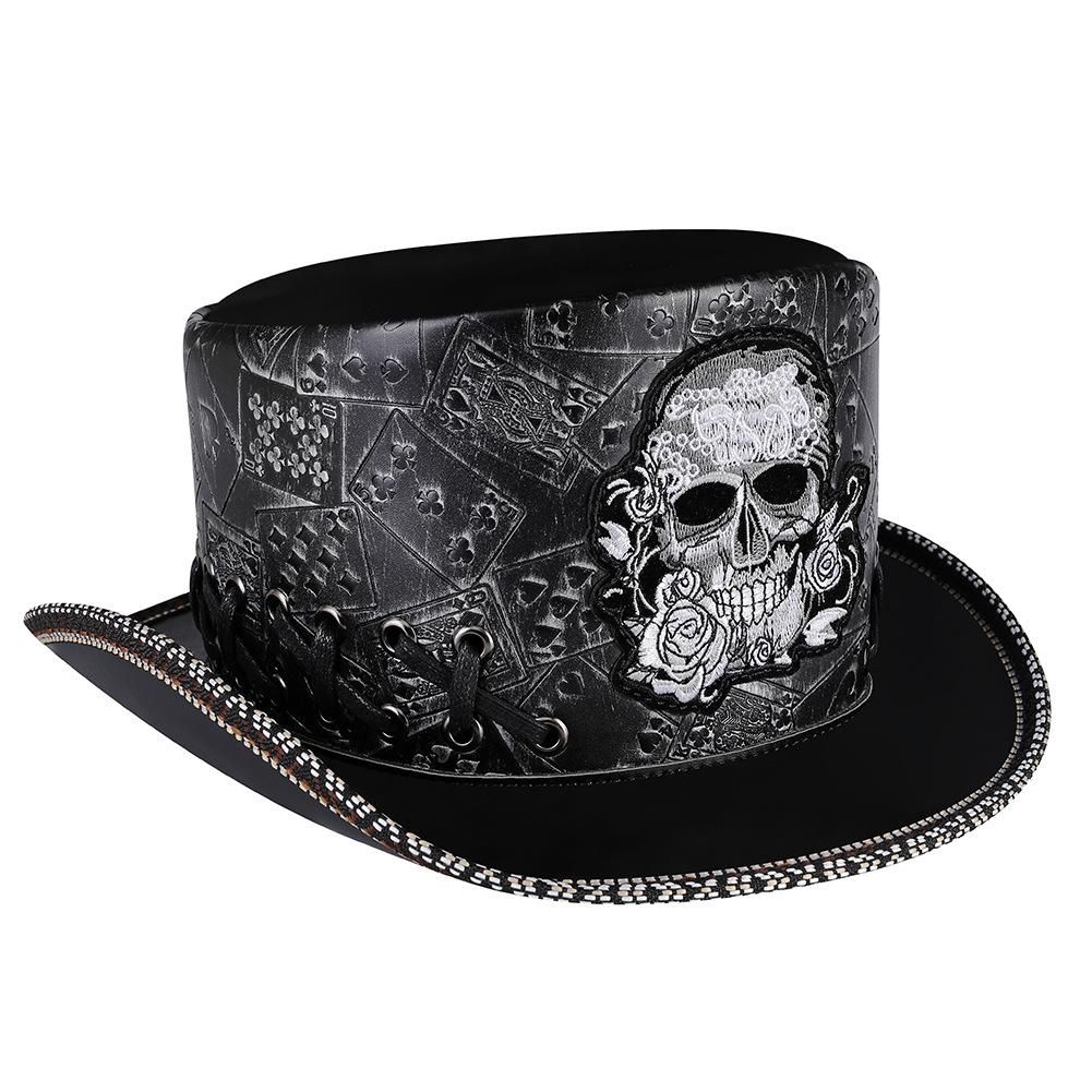 Halloween Vintage Knight Skull Embroidered Dome Magic Hat Party Hat