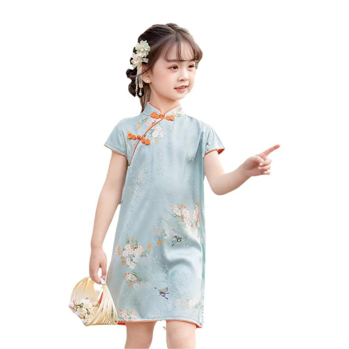 Traditional Chinese Cheongsam for Girls - Qipao Dress with Crane Motifs