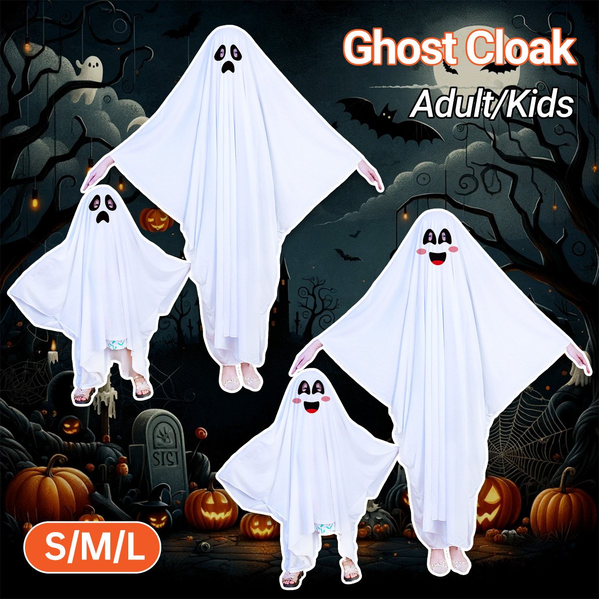 White Ghost Cloak Halloween Costume