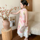 Girls' Floral Two-Piece Cheongsam Dress Set