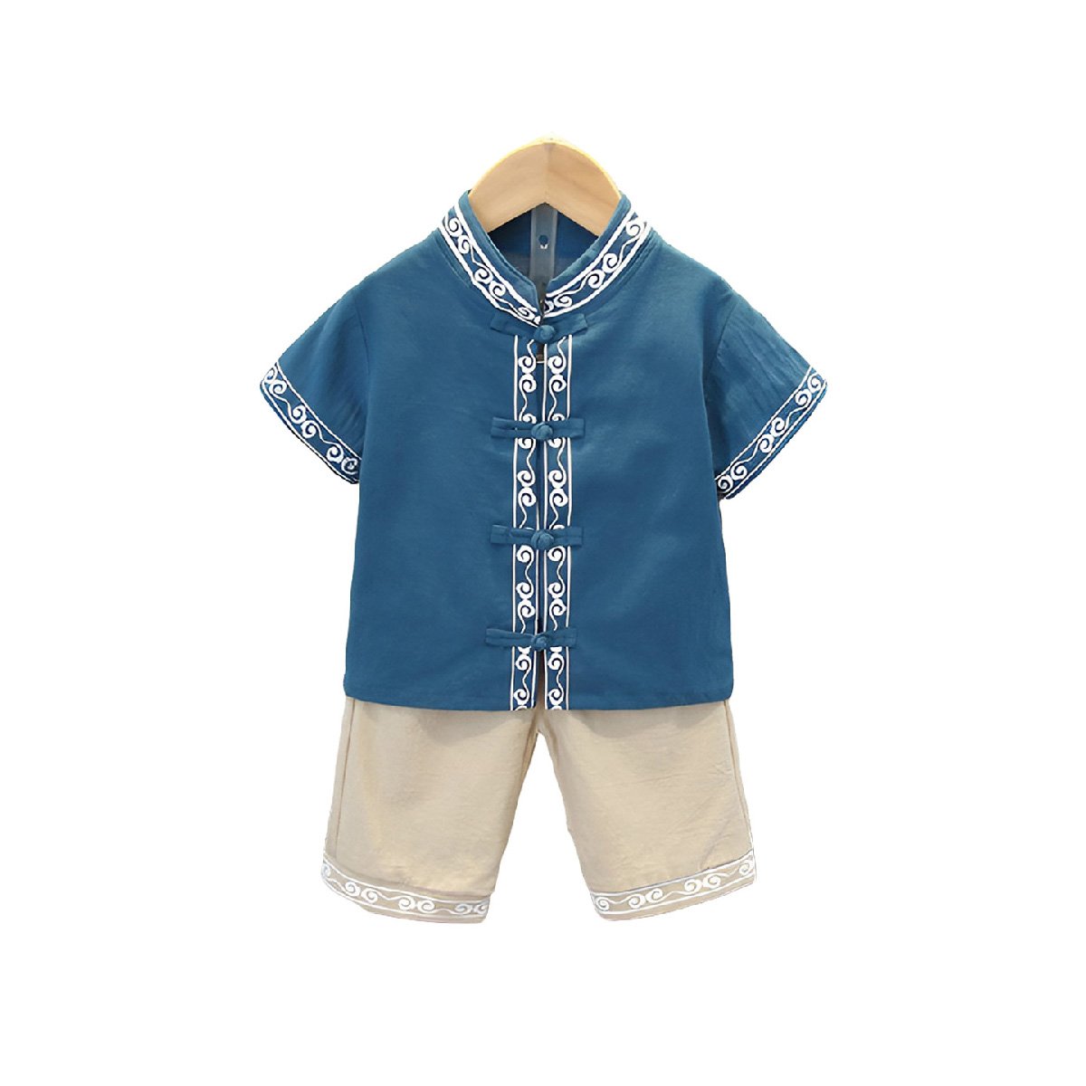 Boys Short Sleeve Hanfu Shorts Two Piece Set