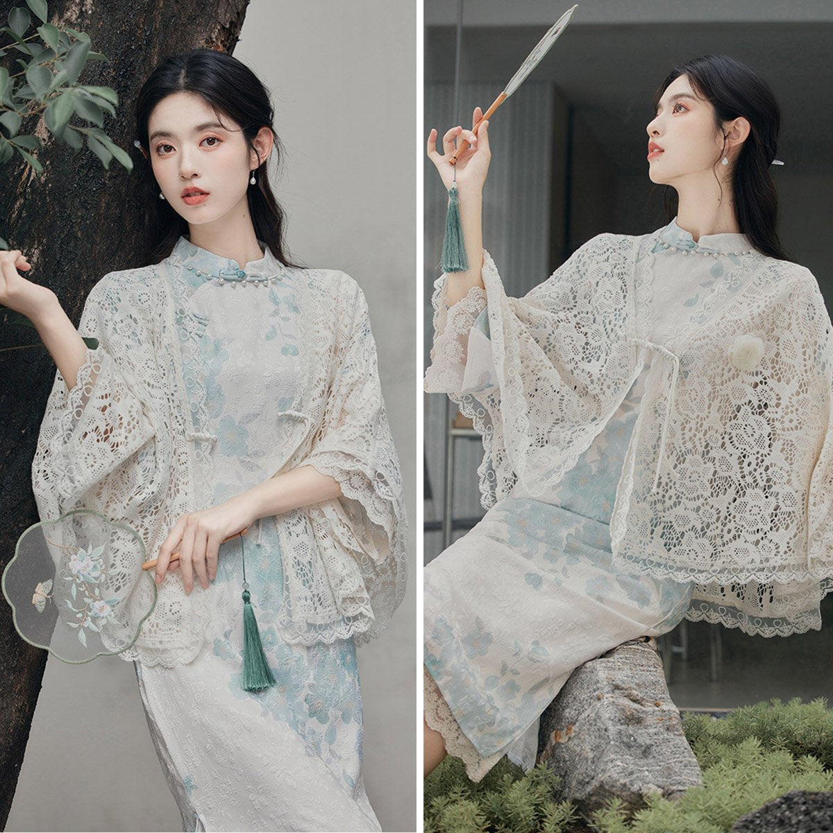 Blue Floral Cheongsam Dress