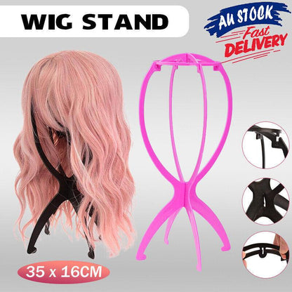 Collapsible & Portable Design Pink Wig Stand