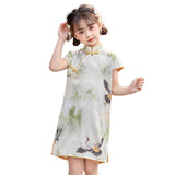 Traditional Chinese Cheongsam for Girls - Qipao Dress with Crane Motifs