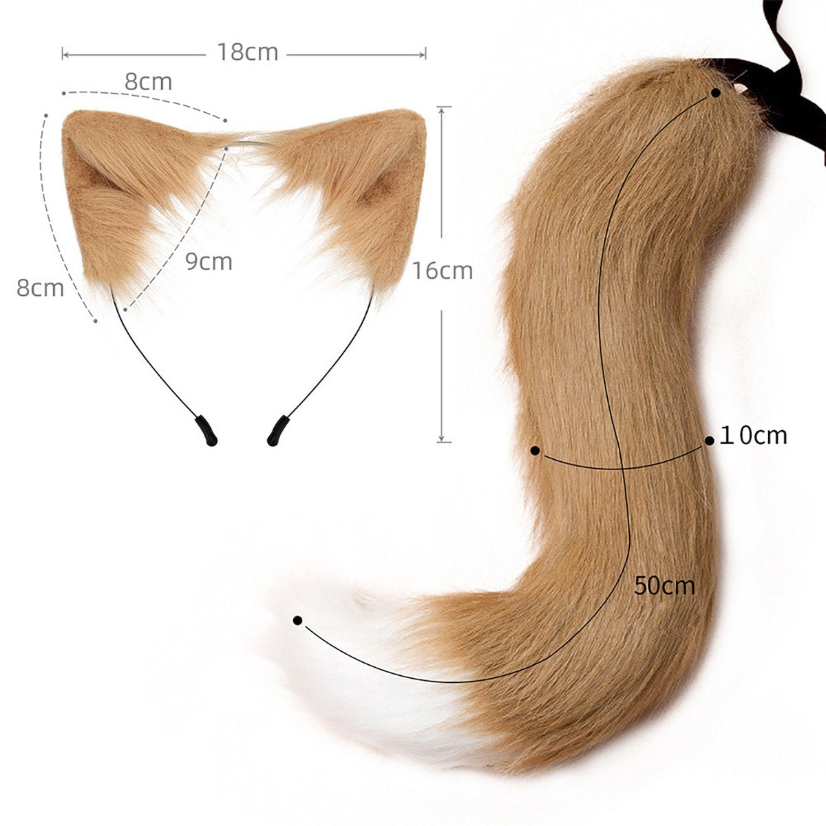 Halloween Cos Simulation Fox Plush Tail Hair Band Headdress