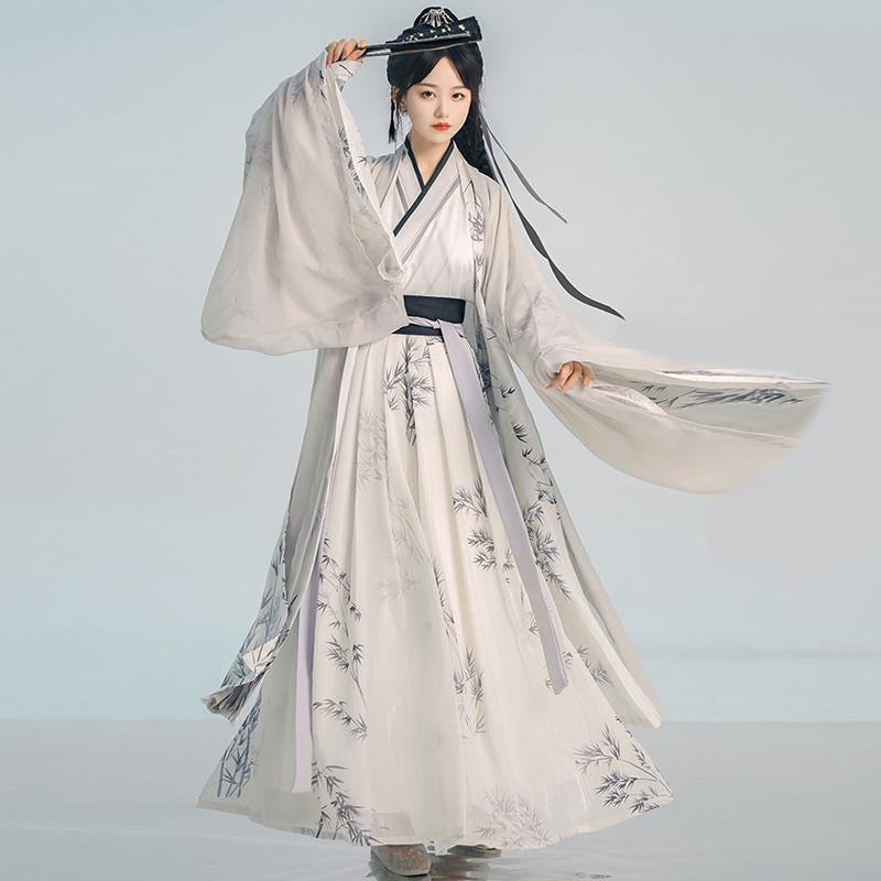 Traditional Chinese Clothing Hanfu Dress with bamboo pattern
