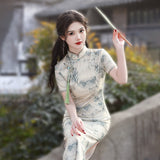 Ivory Floral Slim Fit Cheongsam Dress