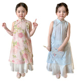 Girls' Floral Two-Piece Cheongsam Dress Set