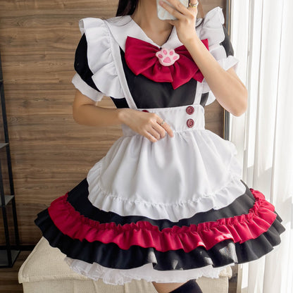 Halloween Vampire Deviruchi Maid Lolita Gothic Black Red Maid Cos Anime RPG