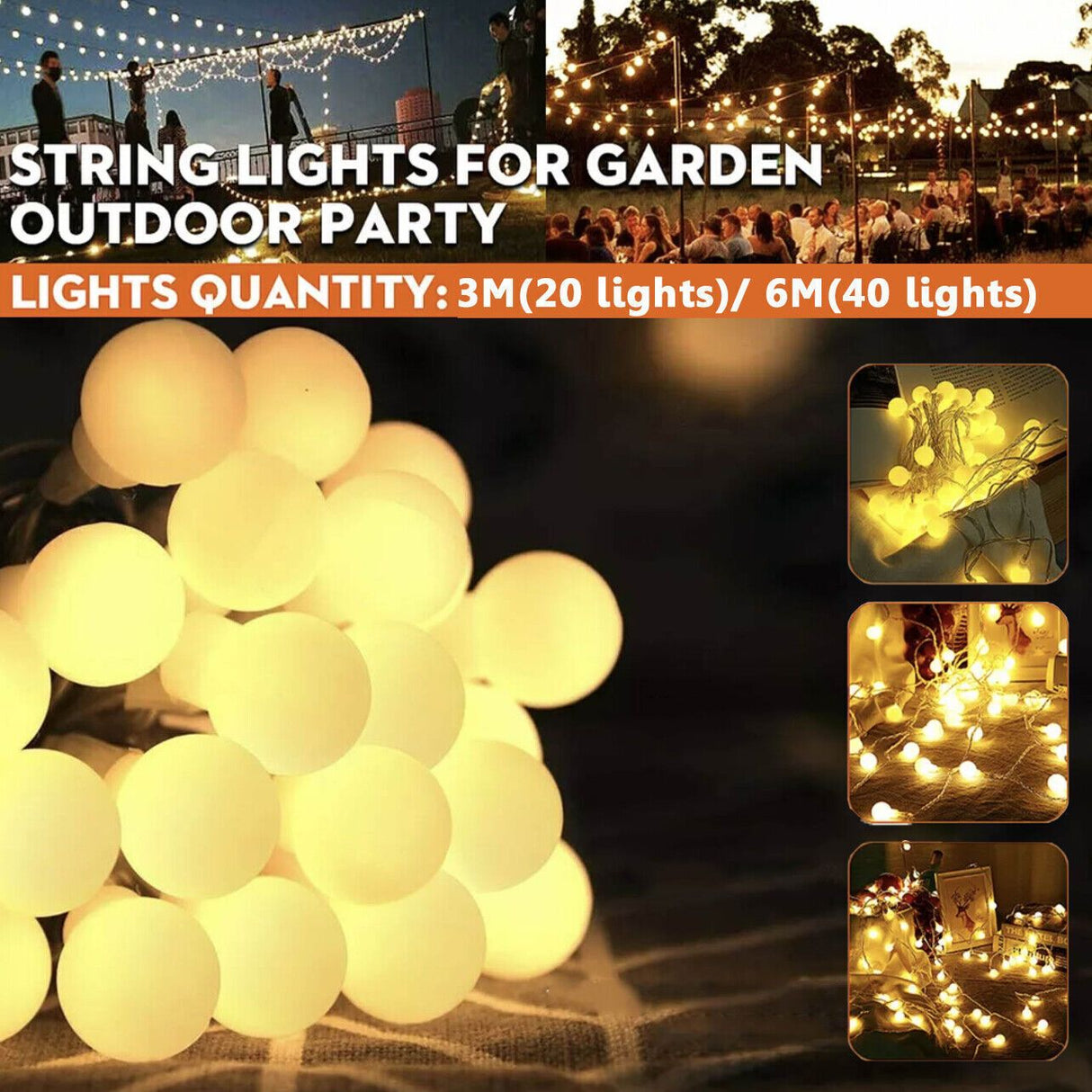 Outdoor Garden Party String Lights