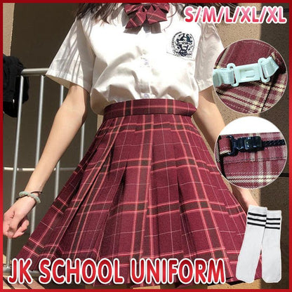 Womens Retro Tartan Pleated Mini Skirt Ladies High Waist Plaid Print Short Skirt - Aimall