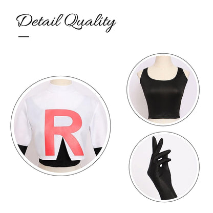 Pokemon Jessie Cosplay Costume Authentic Team Rocket Outfit Set