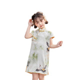 Traditional Chinese Cheongsam for Girls - Qipao Dress with Crane Motifs