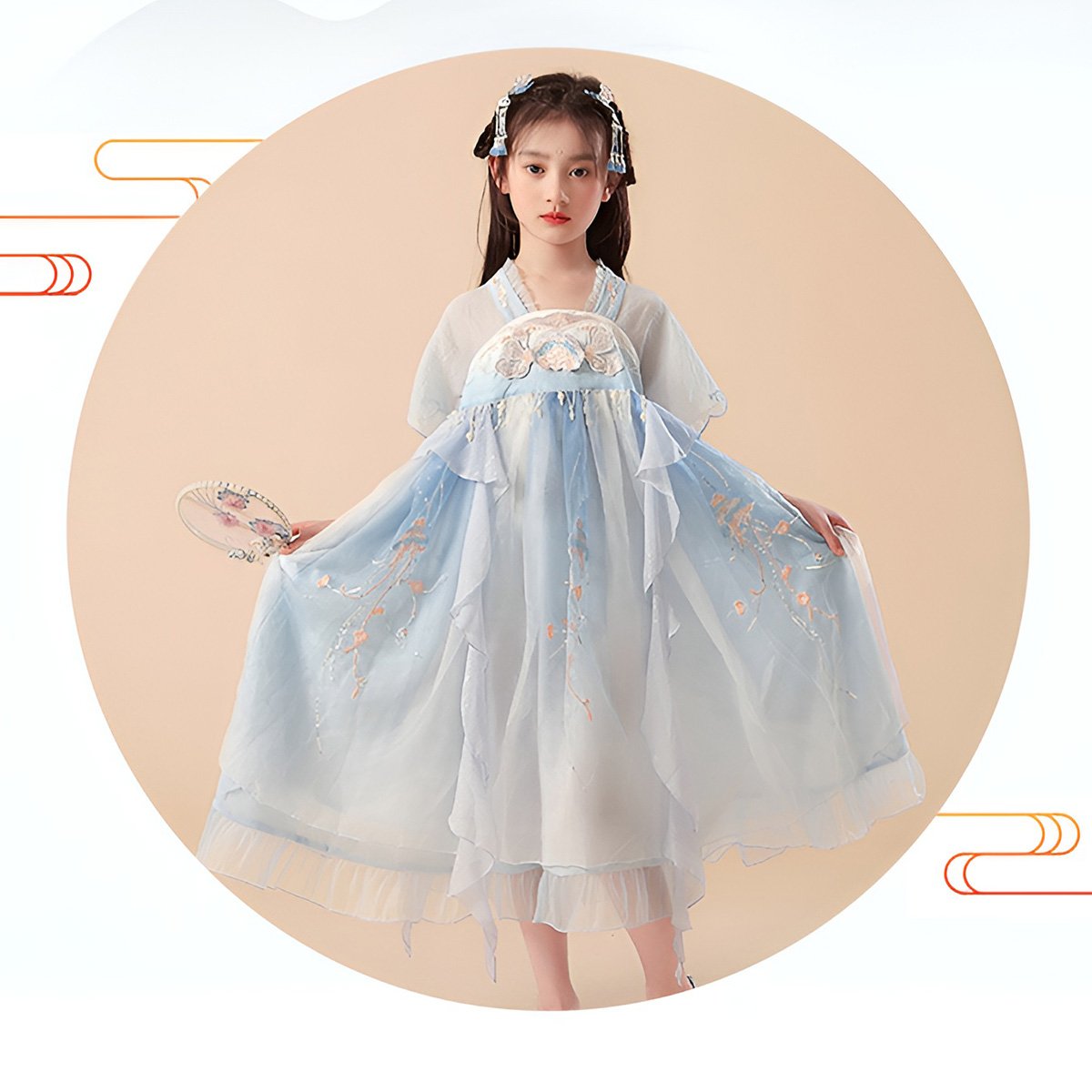 Girls Blue Hanfu Dress