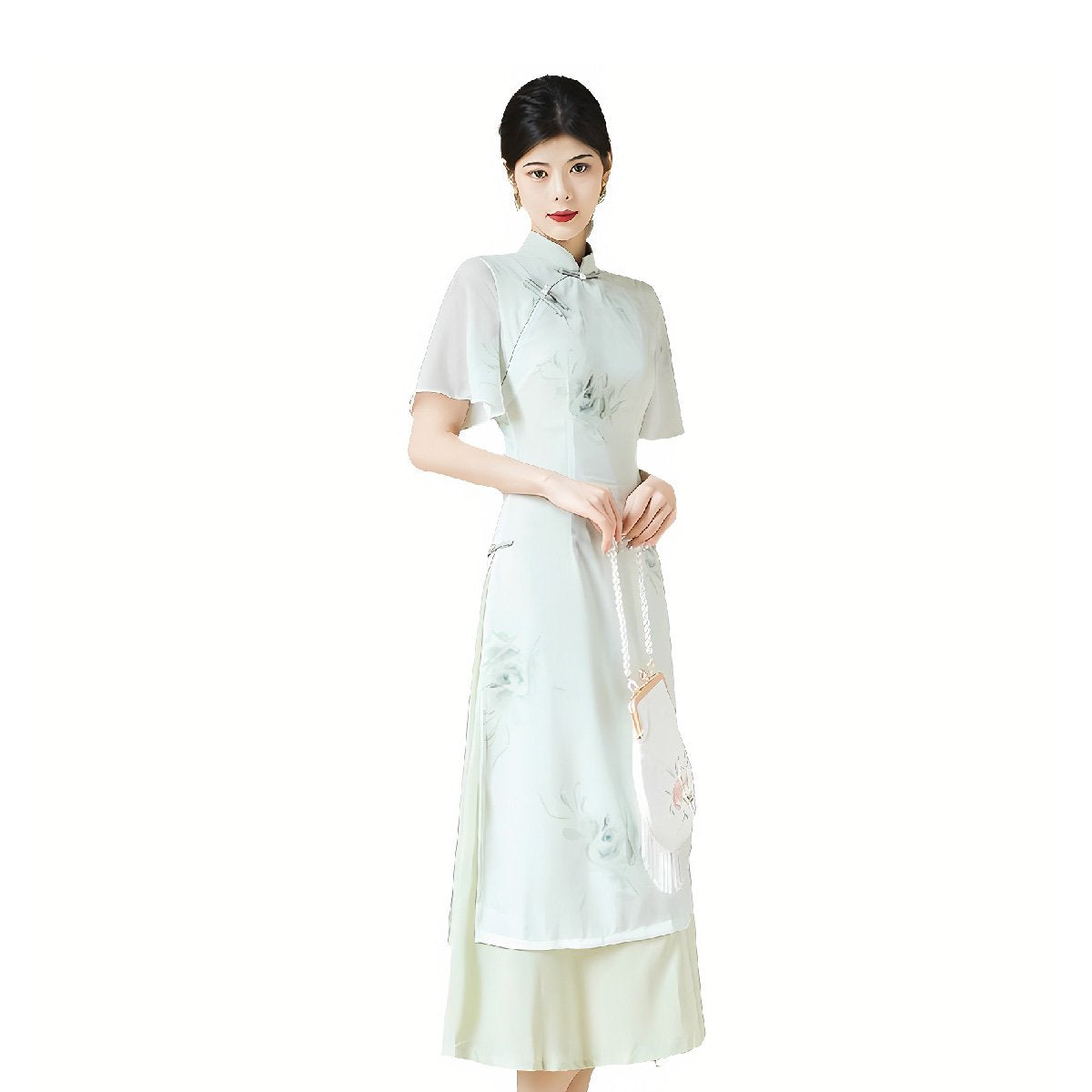 Elegant Floral Cheongsam Dress