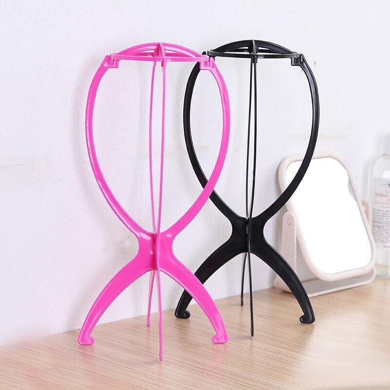 Collapsible & Portable Design Pink Wig Stand