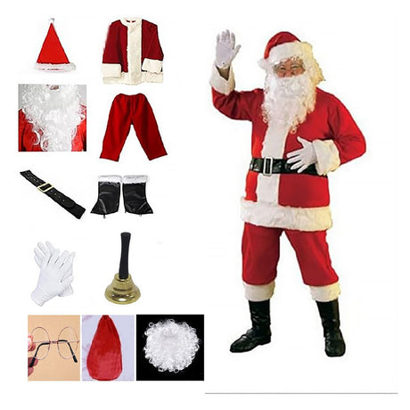 Deluxe Santa Claus Costume 11-Piece Set