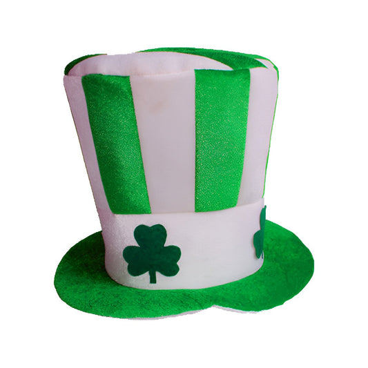 Striped Green St Patrick's Day Party Hat with Shamrock