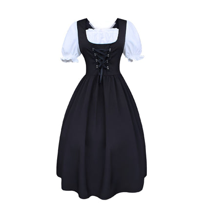 Authentic Bavarian Style Classic Black Dirndl Dress