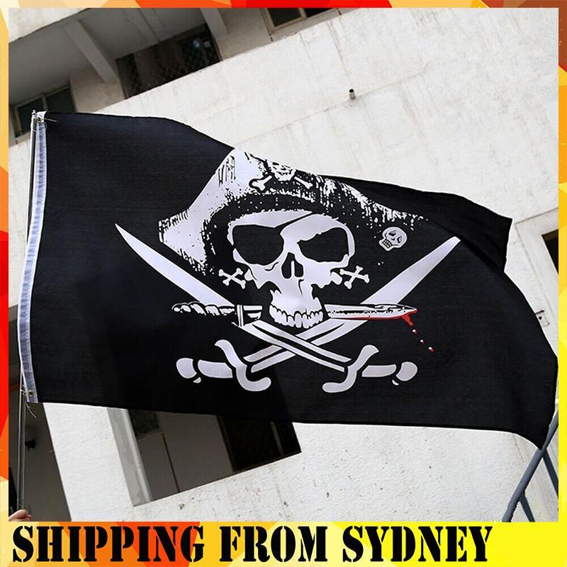 Skull & Crossbones Sabres Swords Jolly Roger Pirate Flag Party Banner Decoration - Aimall