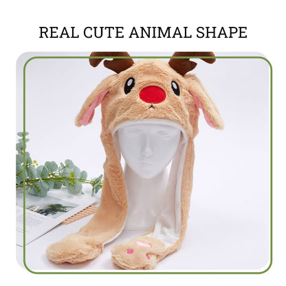 Interactive Christmas Plush Ear Moving Hats