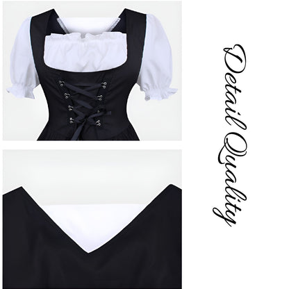 Authentic Bavarian Style Classic Black Dirndl Dress