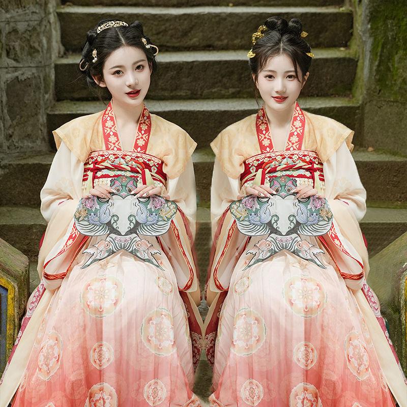 Chinese Traditional Dress Hanfu with floral patterns