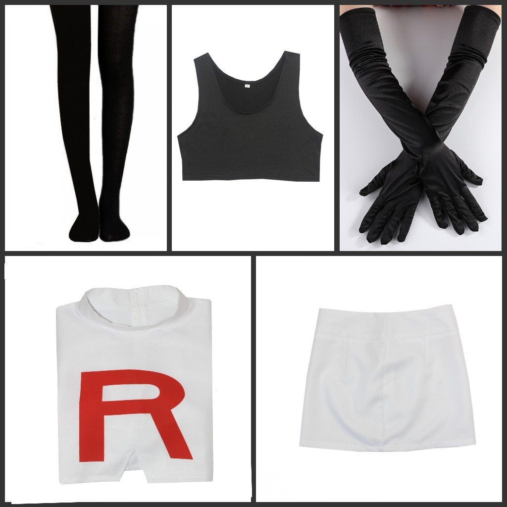 Pokemon Jessie Cosplay Costume Authentic Team Rocket Outfit Set