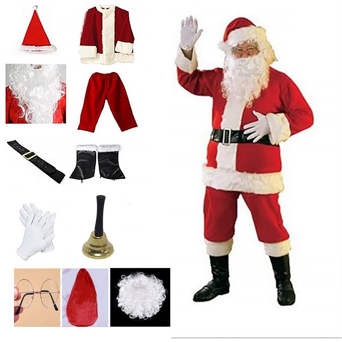 Santa Costumes - Deluxe Santa Claus Costume 11-Piece Set