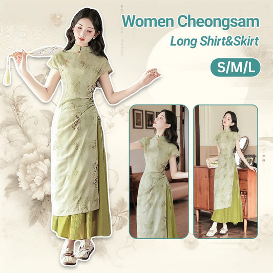 Elegant Long Shirt and Skirt Cheongsam