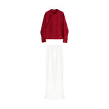 Red Blouse and White Skirt Modern Chinese Fashion Set