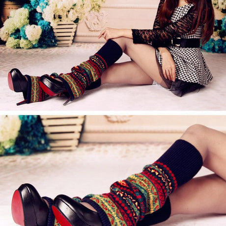 Bohemian Style Knee-High Knit Socks