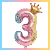 Regal Crowned Number Balloons