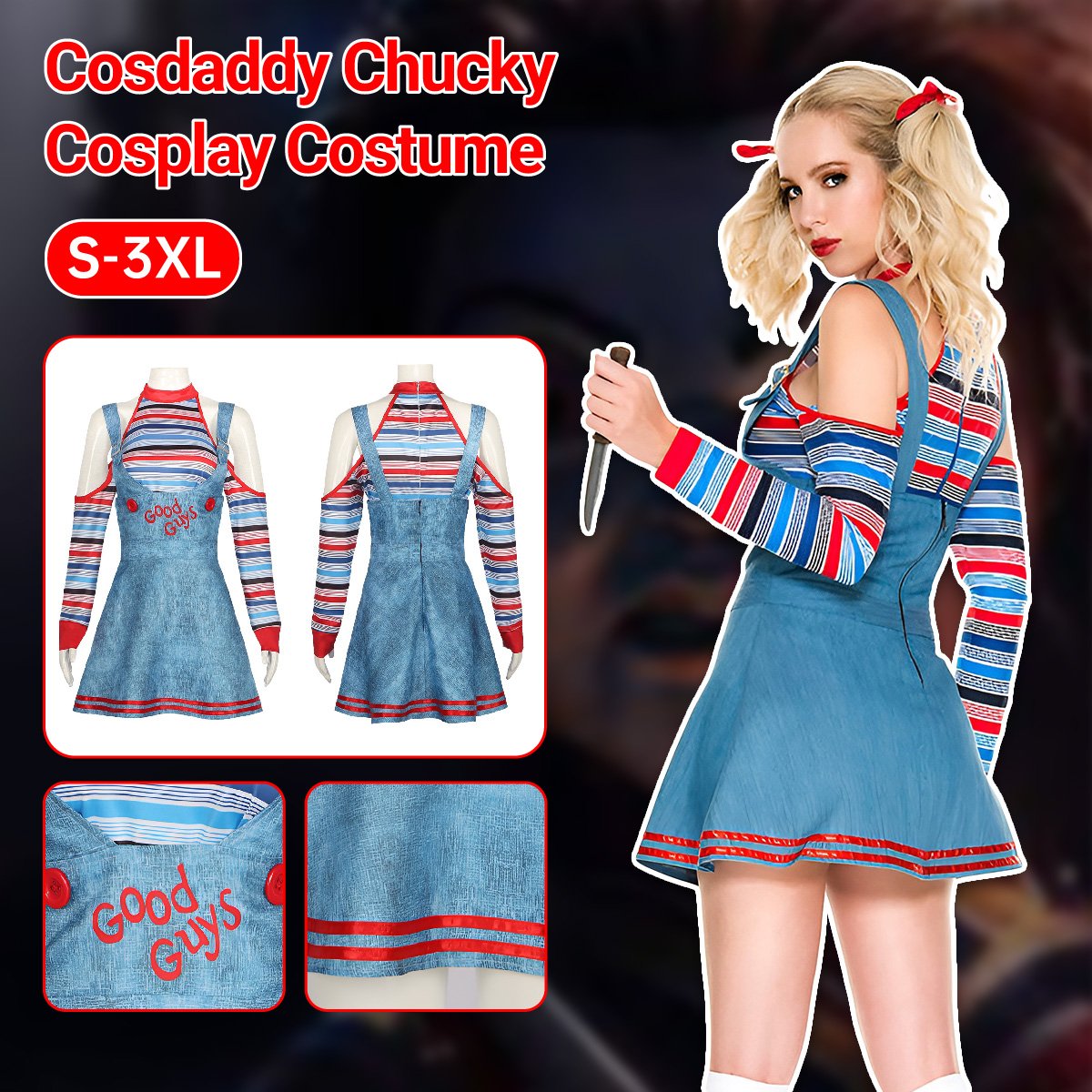 Child's Play Chucky Cosplay Costume Women Halloween Outfit